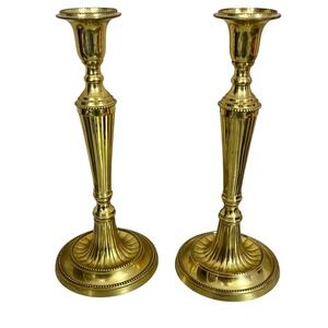 Hosley Solid Lacquered‎ Brass Roman Candle Holder 10.5"H